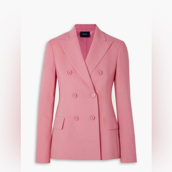 AKRIS Genaro double-breasted wool-blend blazer in clay Sz 4 - Picture 5 of 16